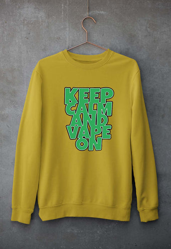keep calm and vape on Unisex Sweatshirt for Men/Women-Mustard Yellow-Ektarfa.online