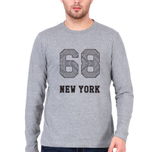 Load image into Gallery viewer, New York Full Sleeves T-Shirt for Men-S(38 Inches)-Grey Melange-Ektarfa.online
