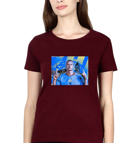 Erling Haaland T-Shirt for Women-Maroon-Ektarfa.online