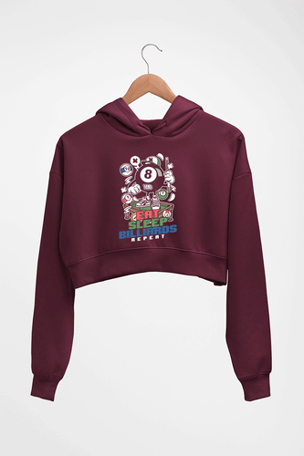 Billard Pool Crop HOODIE FOR WOMEN-Maroon-Ektarfa.online