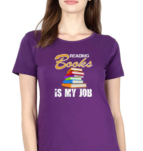 Books T-Shirt for Women-Purple-Ektarfa.online