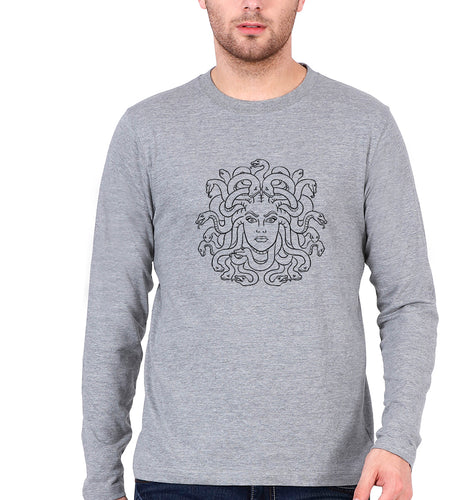 Medusa Full Sleeves T-Shirt for Men-Grey Melange-Ektarfa.online