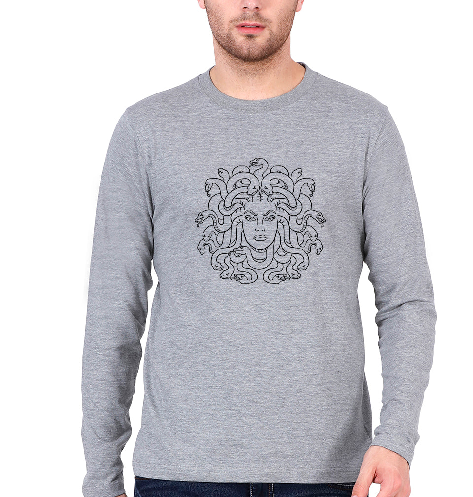 Medusa Full Sleeves T-Shirt for Men-Grey Melange-Ektarfa.online