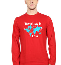 Load image into Gallery viewer, Traveling is Love Full Sleeves T-Shirt for Men-Red-Ektarfa.online
