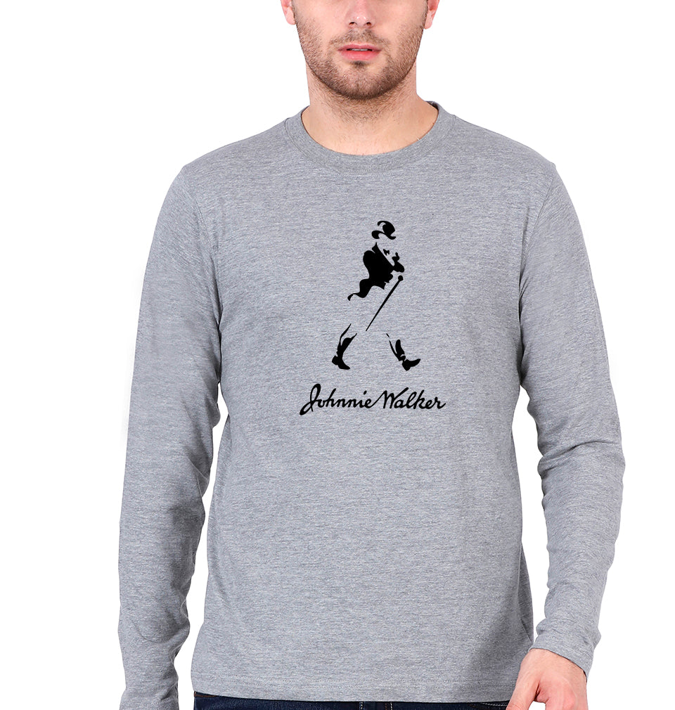 Johnnie Walker Full Sleeves T-Shirt for Men-Grey Melange-Ektarfa.online