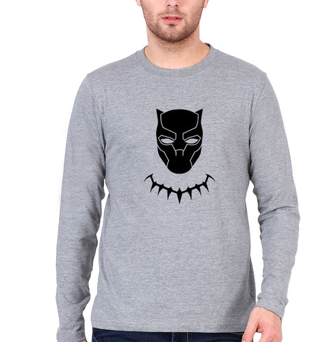 Black Panther Superhero Full Sleeves T-Shirt for Men-Grey Melange-Ektarfa.online