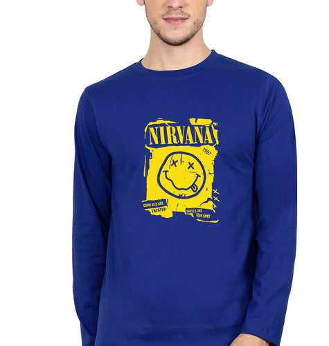 Nirvana Full Sleeves T-Shirt for Men-Royal Blue-Ektarfa.online