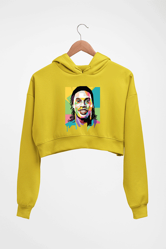 Ronaldinho Crop HOODIE FOR WOMEN-Mustard Yellow-Ektarfa.online