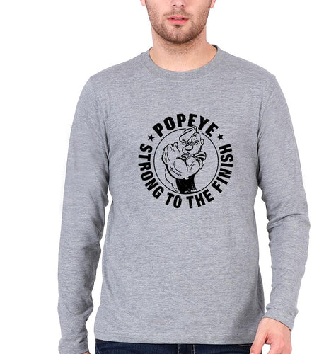 Popeye Full Sleeves T-Shirt for Men-Grey Melange-Ektarfa.online