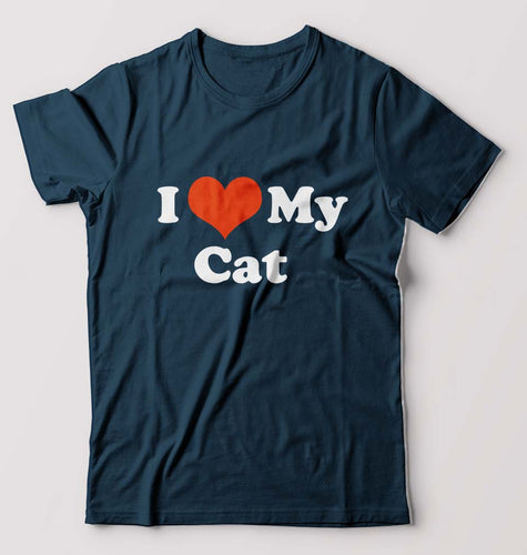 I Love My Cat T-Shirt for Men-Petrol Blue-Ektarfa.online
