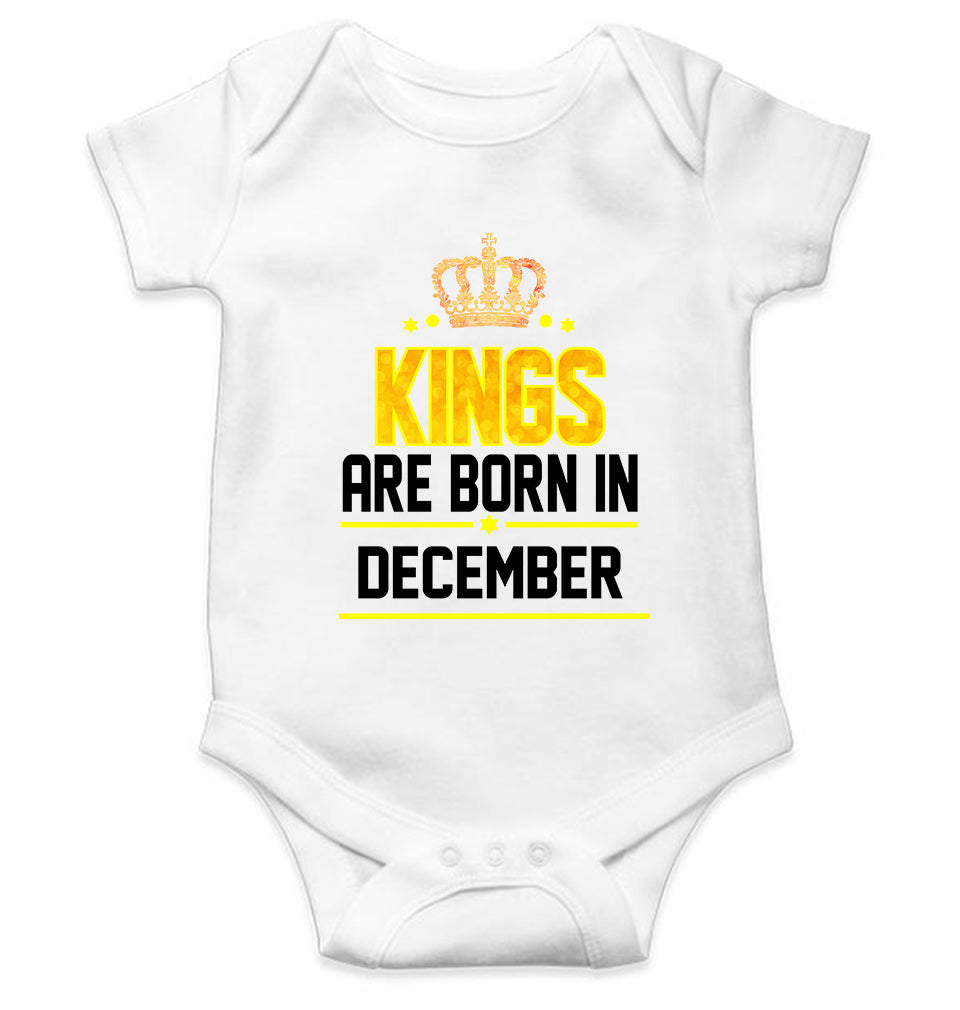 Kings Are Born In December Kids Romper For Baby Boy/Girl-0-5 Months(18 Inches)-White-Ektarfa.online