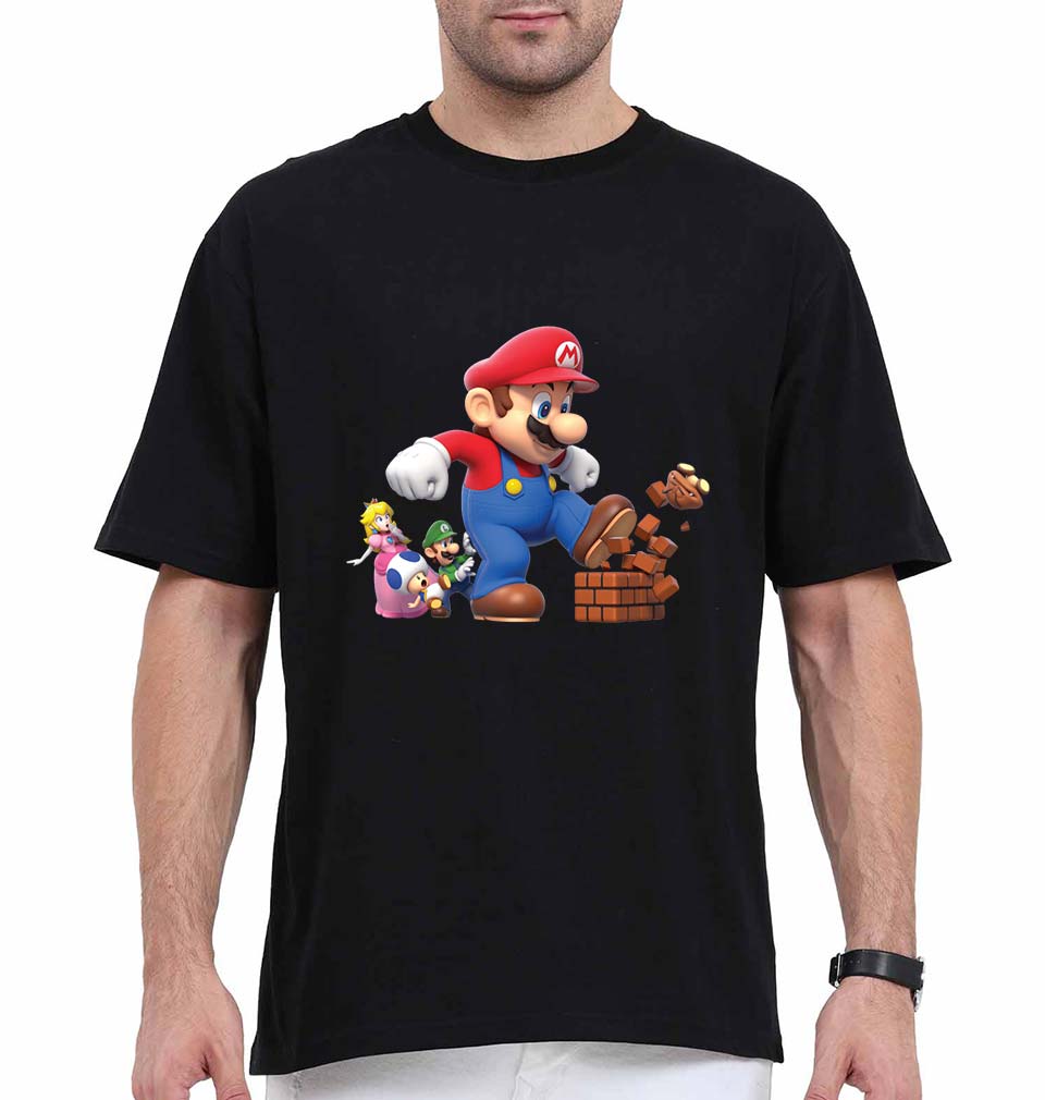 Mario Oversized T-Shirt for Men-Black-Ektarfa.online