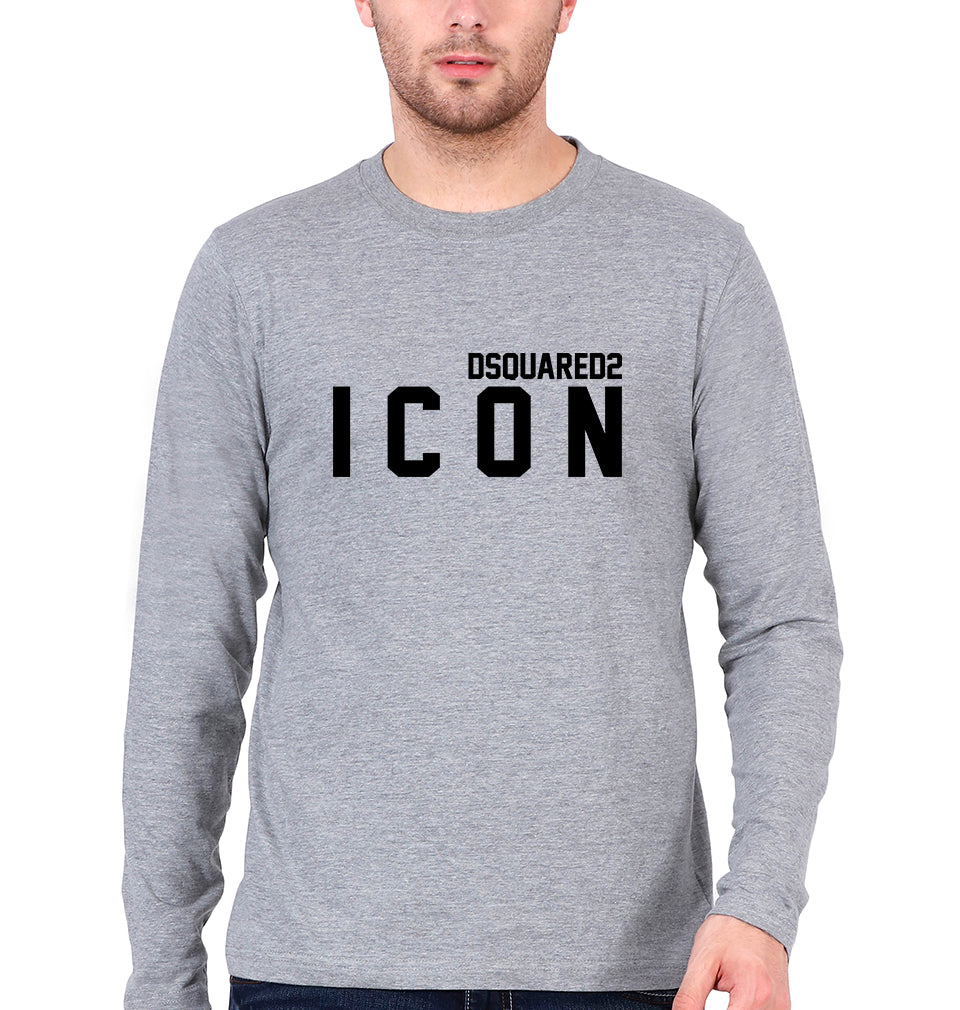 DSQUARED2 - ICON Full Sleeves T-Shirt for Men-Grey Melange-Ektarfa.online
