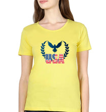 Load image into Gallery viewer, USA America T-Shirt for Women-XS(32 Inches)-Mustard Yellow-Ektarfa.online
