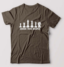 Load image into Gallery viewer, Chess T-Shirt for Men-S(38 Inches)-Olive Green-Ektarfa.online
