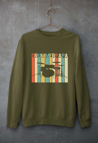 Drummer Papa Unisex Sweatshirt for Men/Women-Olive Green-Ektarfa.online