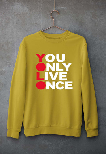 You Live Only Once(YOLO) Unisex Sweatshirt for Men/Women-Mustard Yellow-Ektarfa.online