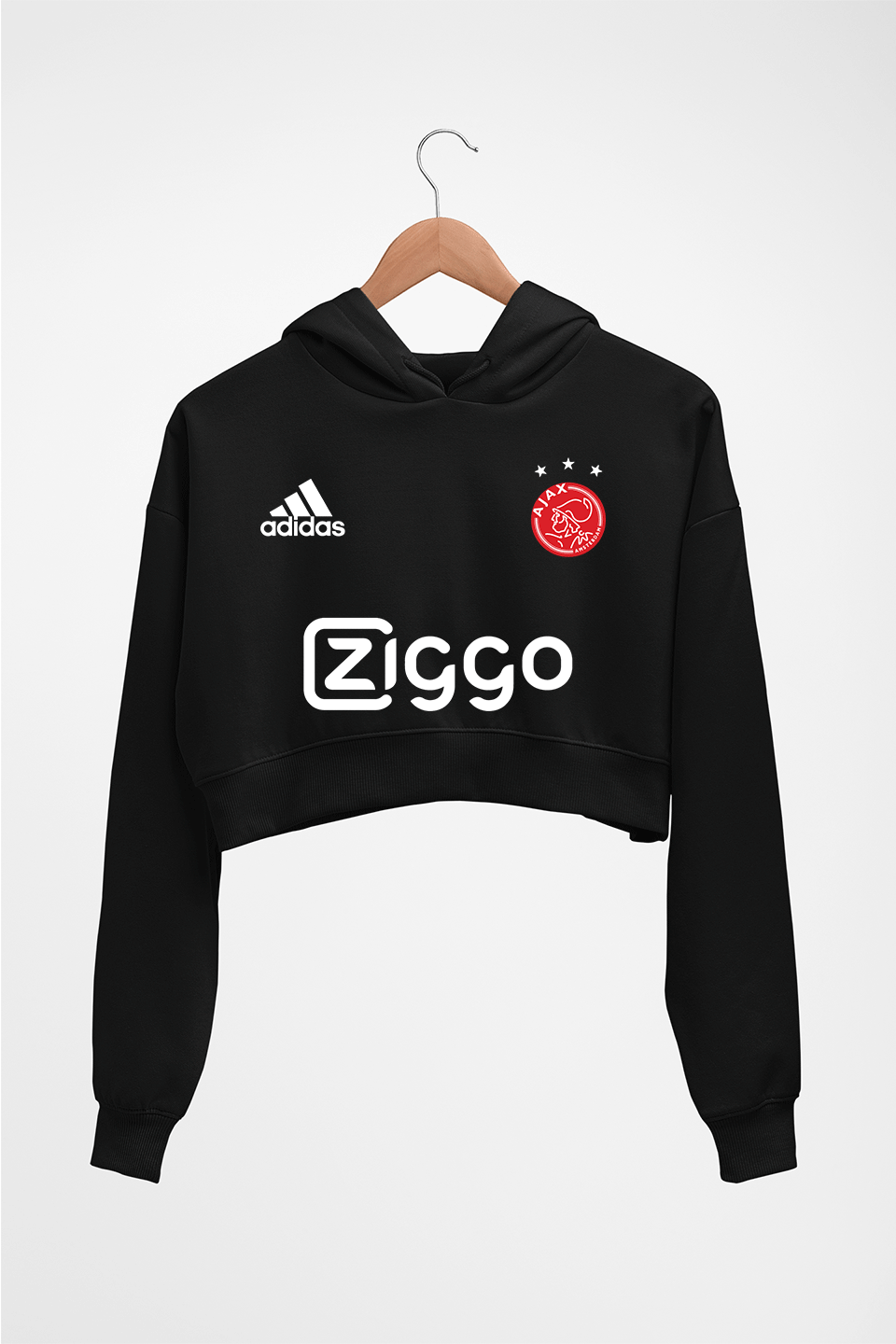 Ajax 2021-22 Crop HOODIE FOR WOMEN-Black-Ektarfa.online