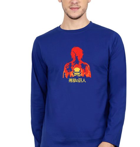 Attack on Titan Full Sleeves T-Shirt for Men-Royal Blue-Ektarfa.online