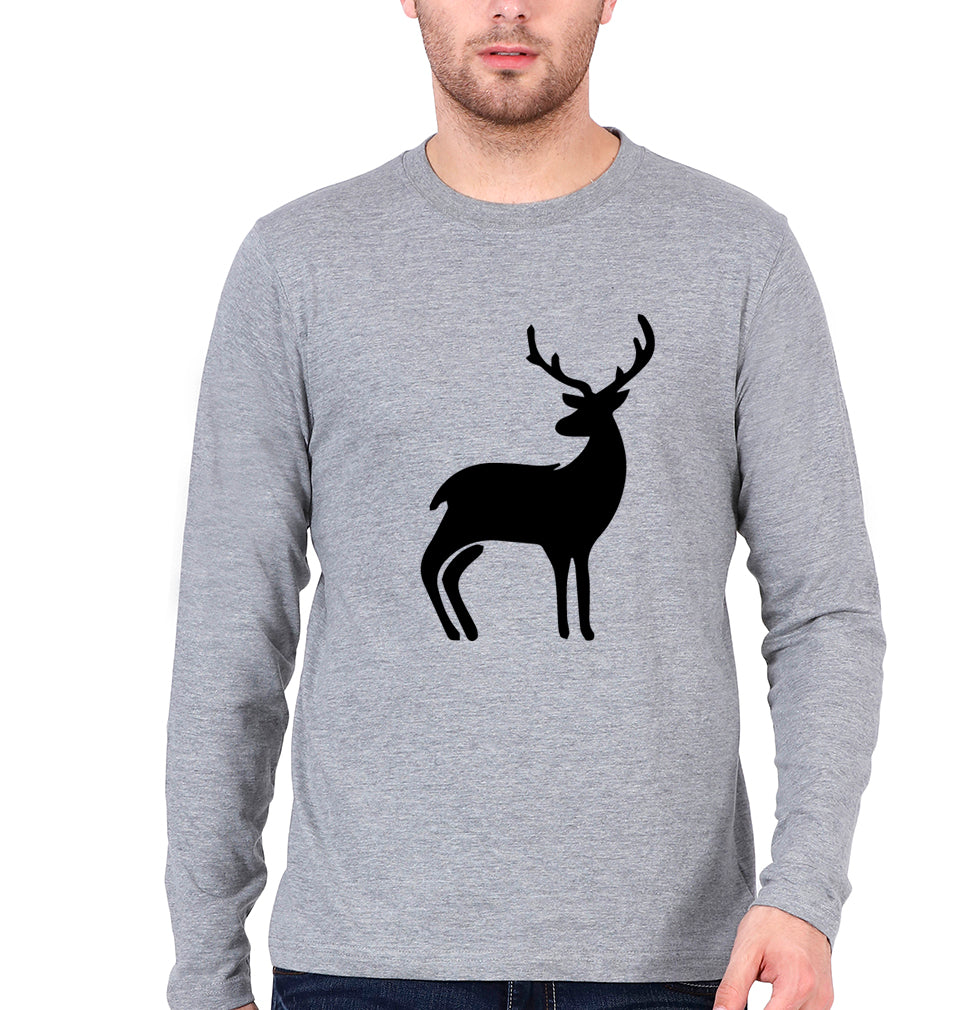 Deer Full Sleeves T-Shirt for Men-Grey Melange-Ektarfa.online