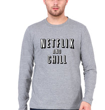 Load image into Gallery viewer, Netflix and Chill Full Sleeves T-Shirt for Men-Grey Melange-Ektarfa.online
