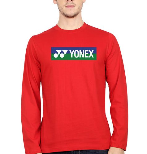 Yonex Full Sleeves T-Shirt for Men-S(38 Inches)-Red-Ektarfa.online