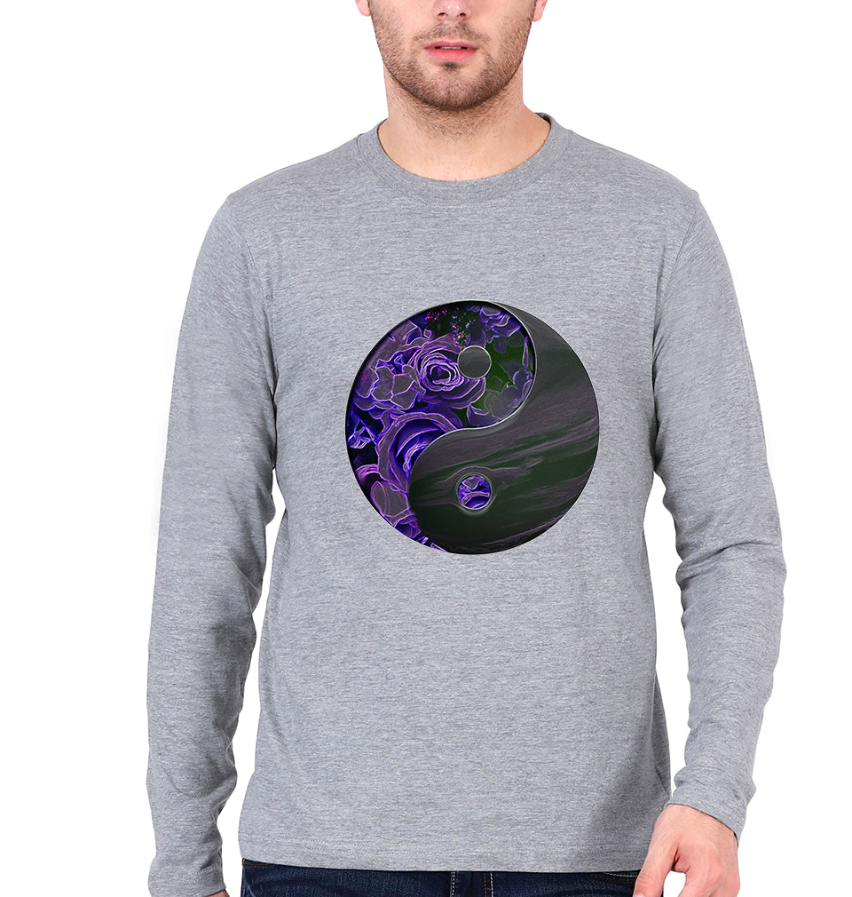 Yin Yang Full Sleeves T-Shirt for Men-Grey Melange-Ektarfa.online