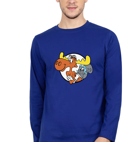The Adventures of Rocky and Bullwinkle and Friends Full Sleeves T-Shirt for Men-Royal Blue-Ektarfa.online
