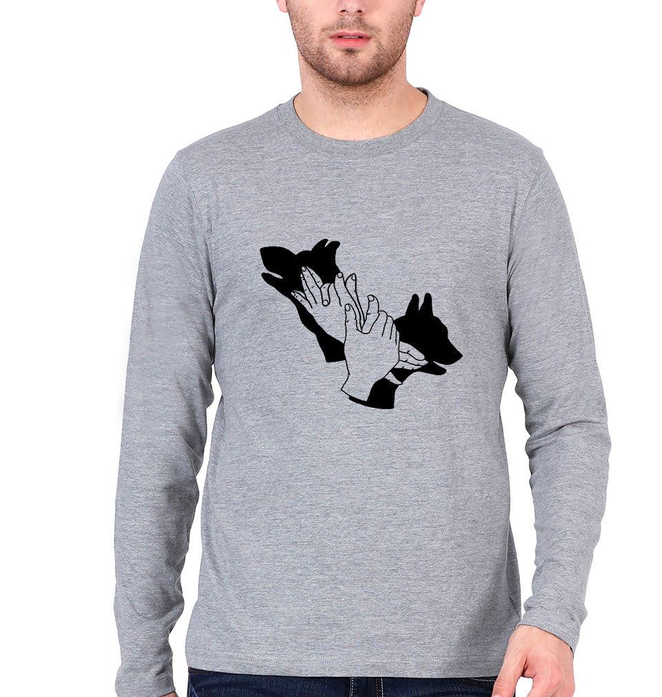 Dog Full Sleeves T-Shirt for Men-Grey Melange-Ektarfa.online