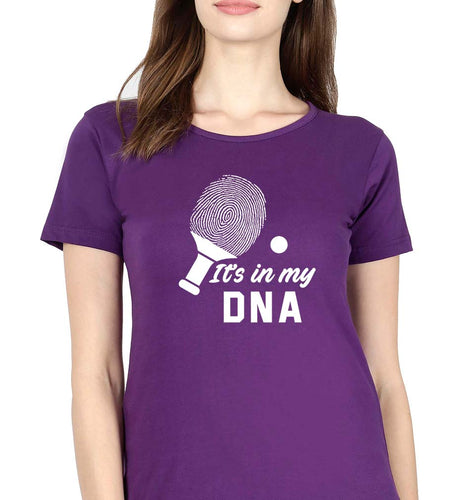 Table Tennis (TT) DNA T-Shirt for Women-XS(32 Inches)-Purple-Ektarfa.online