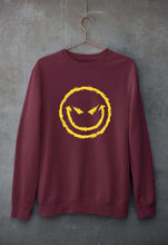 Load image into Gallery viewer, Evil Smile Emoji Unisex Sweatshirt for Men/Women-S(40 Inches)-Maroon-Ektarfa.online
