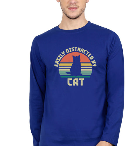 Cat Full Sleeves T-Shirt for Men-Royal Blue-Ektarfa.online