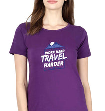 Load image into Gallery viewer, Travel Harder T-Shirt for Women-XS(32 Inches)-Purple-Ektarfa.online
