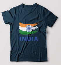 Load image into Gallery viewer, India T-Shirt for Men-S(38 Inches)-Petrol Blue-Ektarfa.online
