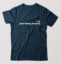 Load image into Gallery viewer, Jaywalking T-Shirt for Men-S(38 Inches)-Petrol Blue-Ektarfa.online
