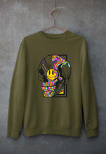 Load image into Gallery viewer, Trippy Psychedelic Skull Emoji Unisex Sweatshirt for Men/Women-Olive Green-Ektarfa.online
