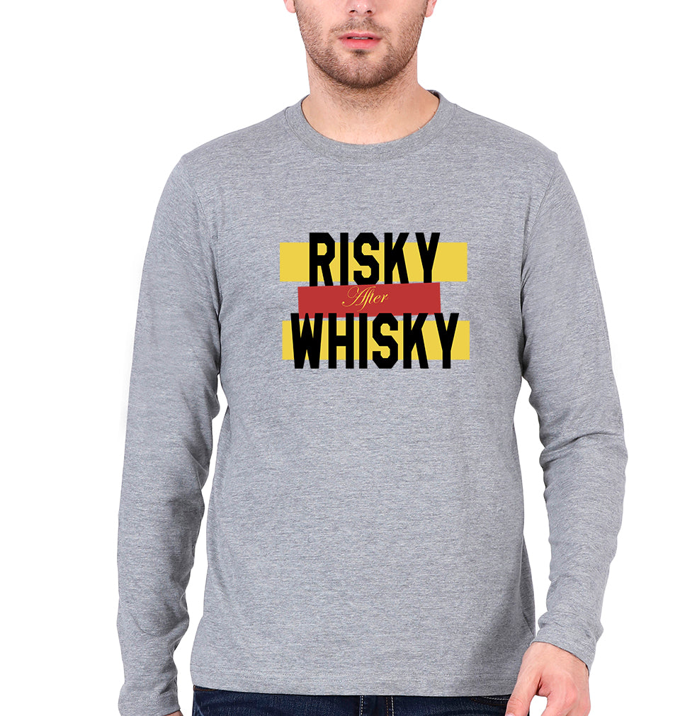Whisky Full Sleeves T-Shirt for Men-S(38 Inches)-Grey Melange-Ektarfa.online