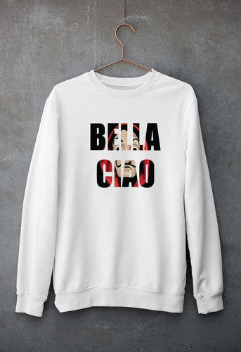 Money Heist Bella Ciao Unisex Sweatshirt for Men/Women-White-Ektarfa.online