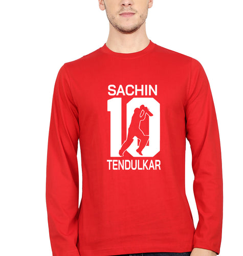 Sachin Tendulkar Full Sleeves T-Shirt for Men-RED-Ektarfa.online