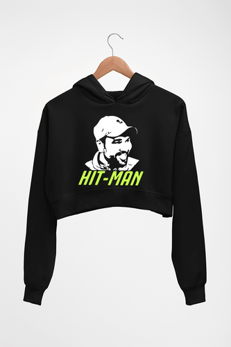 Rohit Sharma Crop HOODIE FOR WOMEN-Black-Ektarfa.online