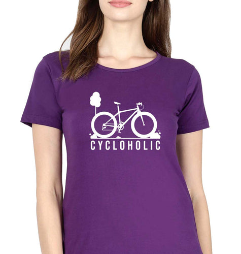 Cycloholic T-Shirt for Women-Purple-Ektarfa.online