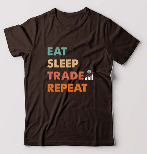 Share Market(Stock Market) T-Shirt for Men-S(38 Inches)-Coffee Brown-Ektarfa.online
