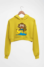 Load image into Gallery viewer, Monkey Banana Crop HOODIE FOR WOMEN-Mustard Yellow-Ektarfa.online
