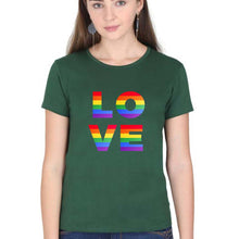 Load image into Gallery viewer, Love Pride T-Shirt for Women-XS(32 Inches)-Dark Green-Ektarfa.online
