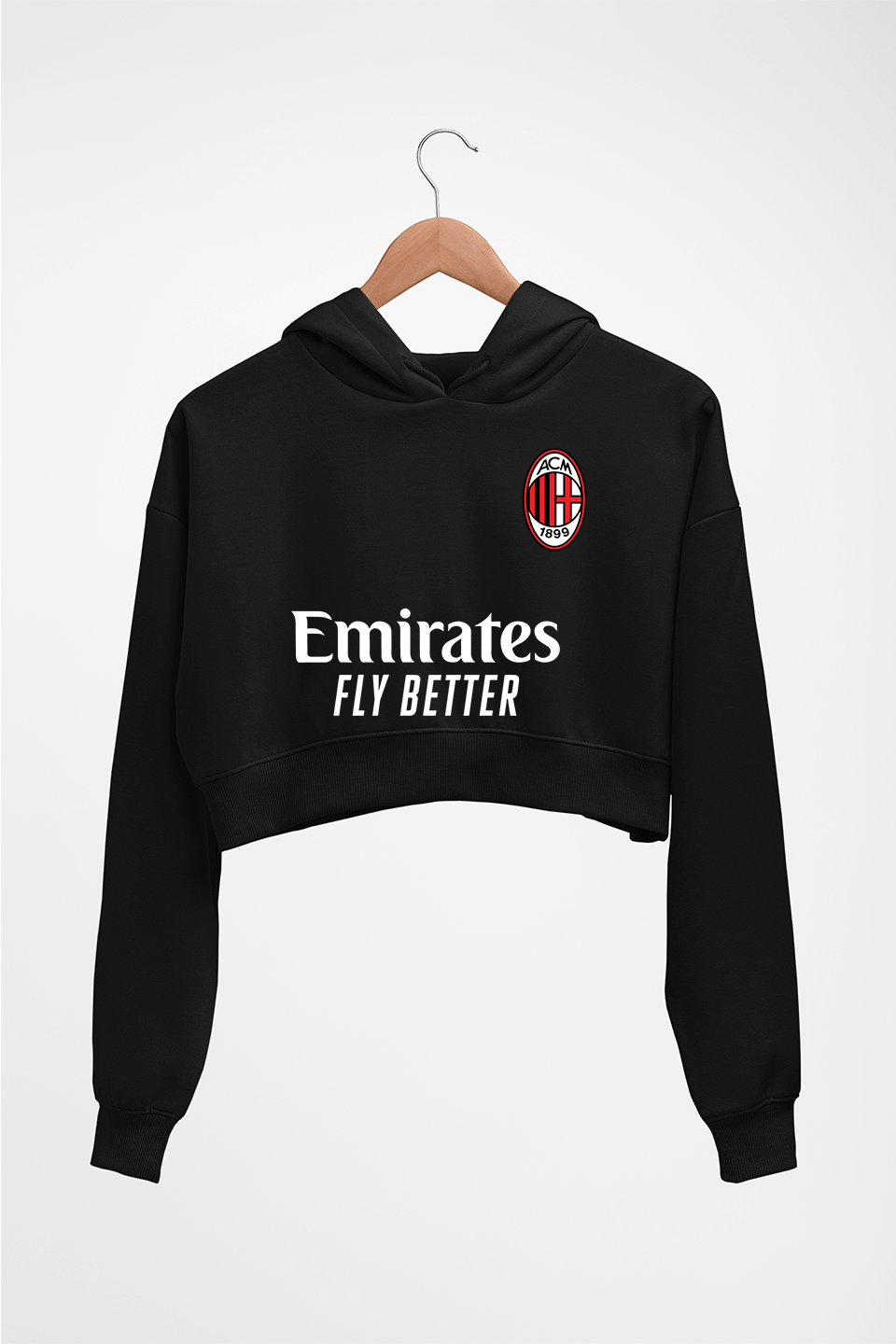 A.C. Milan 2021-22 Crop HOODIE FOR WOMEN-Black-Ektarfa.online