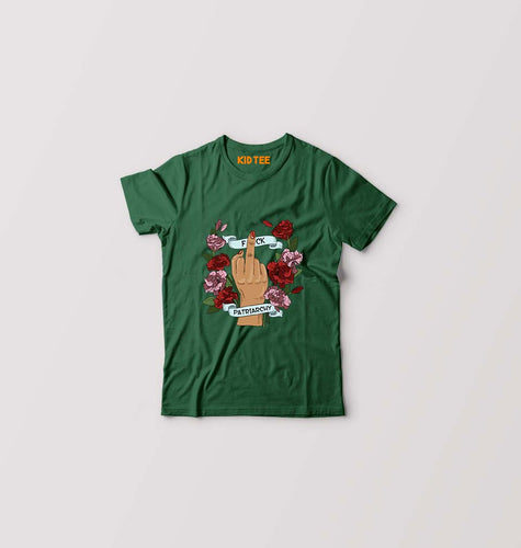 Fuck Patriarchy Kids T-Shirt for Boy/Girl-Dark Green-Ektarfa.online