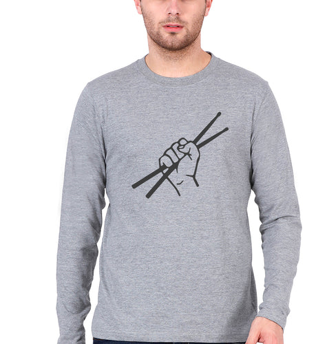 Drummer Full Sleeves T-Shirt for Men-Grey Melange-Ektarfa.online