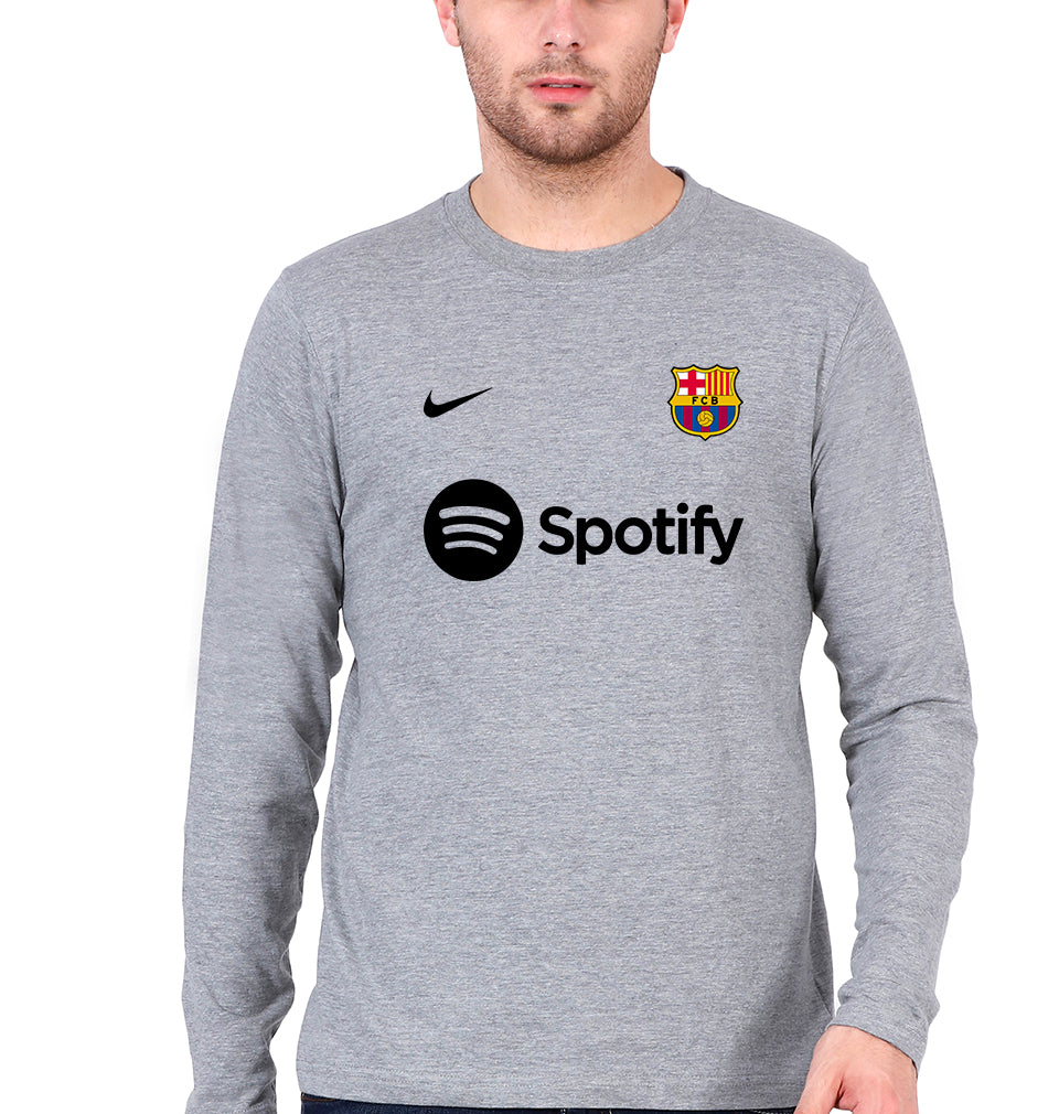 Barcelona 2022-23 Full Sleeves T-Shirt for Men-Grey Melange-Ektarfa.online
