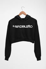 Load image into Gallery viewer, El Madrileño Crop HOODIE FOR WOMEN-Black-Ektarfa.online
