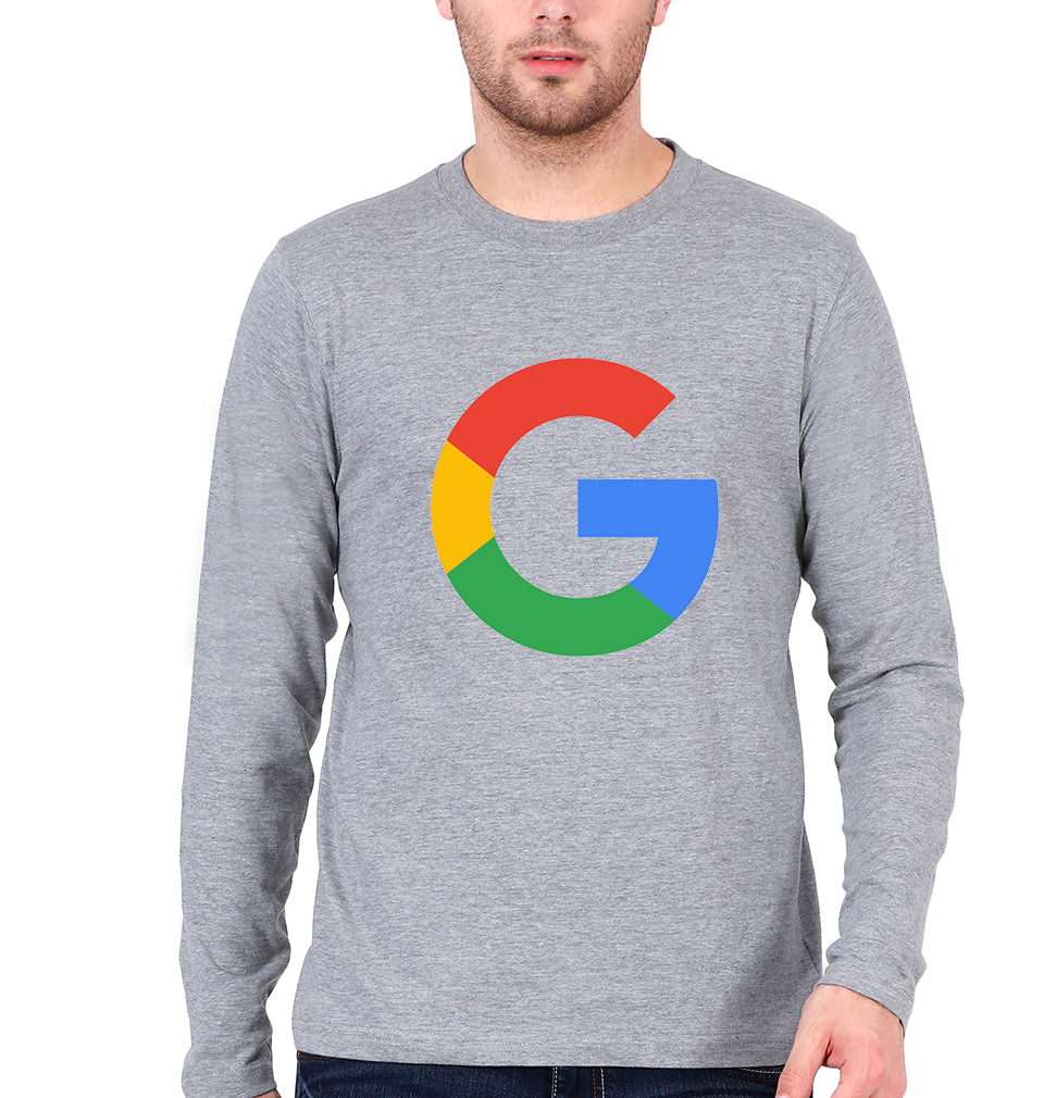 Google Full Sleeves T-Shirt for Men-Grey Melange-Ektarfa.online